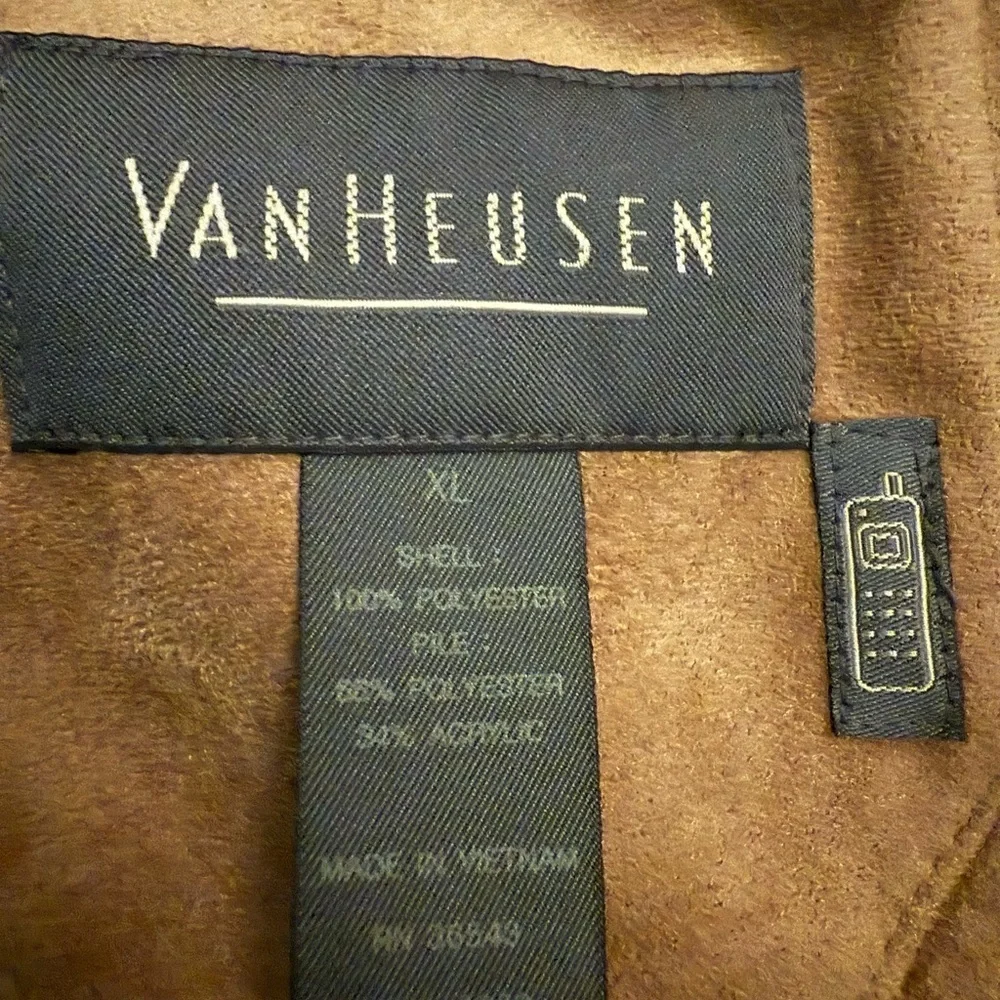 Van Heusen Faux Suede Sherpa-Lined Vest – Tan, Size XL Men’s - Picture 6 of 7